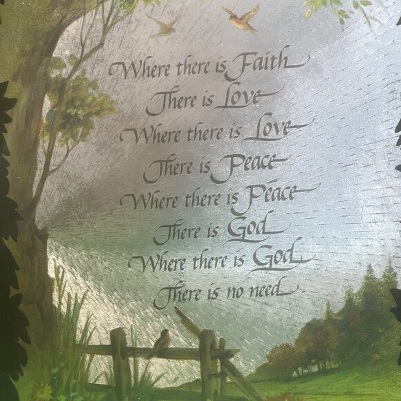 Kafka Screened Etching Metal Foil Silhouette Faith Love Inspirational Framed Art - Picture 2 of 10